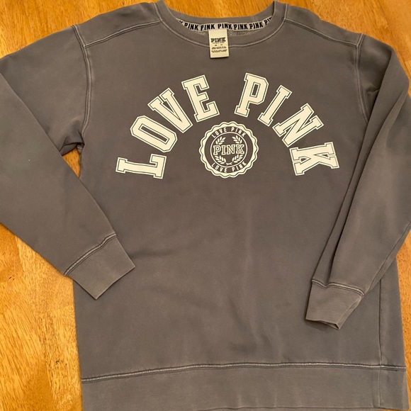 Pink oversized grey & white sweatshirt nice sz XS - Picture 3 of 12